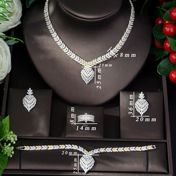 HIBRIDE Novo Prispeli AAA Kubičnih Cirkonij Sušilniki za Nakit Kompleti za Ženske Geometrične oblike Dubaj 2 Toni Nakit Set bijoux N-770