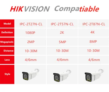 Hikvision Protocl 2MP/5MP Polno ColorVu nočna Omrežna Kamera Plug and Play Z Hikvision NVR Multi-language POE Fotoaparat P2P IPC