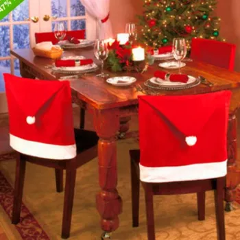 IBOWS 4/6pcs božič stol zajema Santa Claus Klobuk Božično Večerjo Stol Nazaj Zajema Tabela Stranka Dekor Novo Leto Stranka Dobave