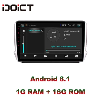 IDOICT Android 8.1 Avto DVD Predvajalnik, GPS Navigacija Multimedia Za peugeot 2008 208 Radio-2018 wifi DSP