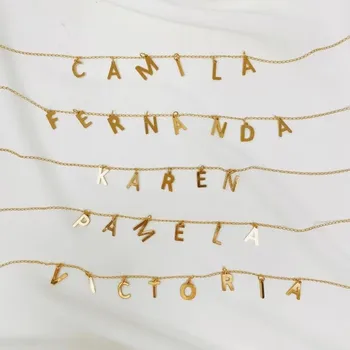Ime po meri pismo, ogrlico, obesek za ženske iz nerjavečega jekla modna ogrlica osebno tovarniška ploščica ogrlico, ročno izdelan nakit