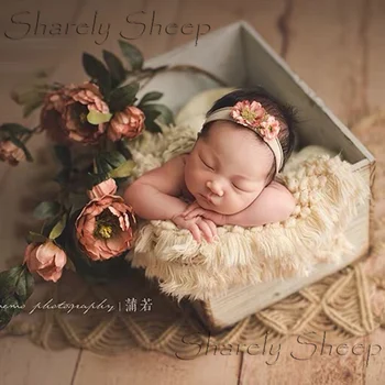 Indijski Tassel Burlap Odejo Newborn Baby Fotografija Rekviziti Baby Fotografijo Ustrelil Ozadje Odejo fotografia Pribor foto Rekviziti