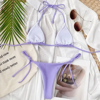INGAGA Push Up Bikini Kopalke 2021 Kopalke Ženske Tangice Visoko Izreži Biquini Kopalcev Povodcem Plažo kopalke Bikini Komplet