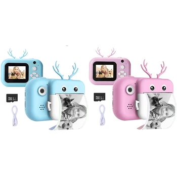 Instant Print Fotoaparat za Otroke 1080P 2.4-Palčni Barvni Sn Digitalno Video Kamero z Papir, Film in 16GB SD Kartica