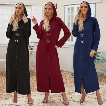 Islamska Hooded Abaya peignoir Dubaj Muslimansko Obleko, Hidžab ženski Abaya Savdska Islamska Oblačila Haljo Djellaba Femme Muslimanskih F1050w