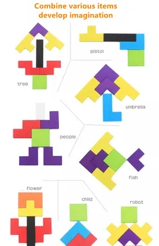 Izobraževanje v zgodnjem otroštvu puzzle Tetris tangram sestavljanke sestavljanje gradnikov namizne igrače lesene