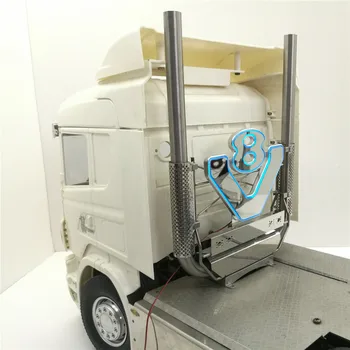 Izpušnih plinov Dimnik z LED V8 LOGOTIP Svetilke nastavite za 1/14 Tamiya Tovornjak Scania R620 R470 RC Traktor Deli, dodatna Oprema