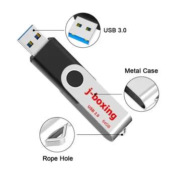 J-boks USB 3.0 Flash Disk 64 GB za Visoke Hitrosti Flash Stick 3.0 Palec Pogon, Skok Pogon Pomnilniški Ključek za Shranjevanje Podatkov Pen Drive Black