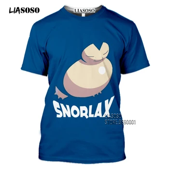 Japonska Risanka Snorlax T srajce Moške 3D Tiskanja Kawaii Pokemon Tshirt Poletje Priložnostne Harajuku Majica Fitnes Hip Hop Vrhovi Ulične