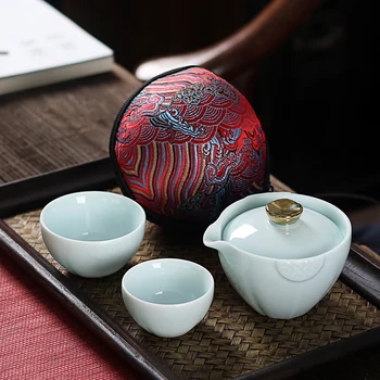Japonski keramično skodelico čaja Potovanja Vključujejo 1 Lonec 2 Pokal, Visoka kakovost, elegantna gaiwan,Lepa enostavno čajnik grelnik vode,kung fu teaset
