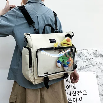 Japonski korejski Slogu Velikih Messenger Bag Prozorno PVC Torbici Študent Torba Ženske