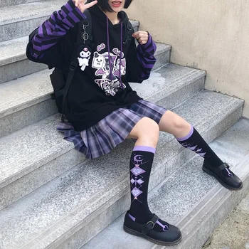 Japonski priložnostne risanka dolg rokav anime hoodies ženske hip hop harajuku kawaii jeseni svoboden plus velikost letnik hooded majica