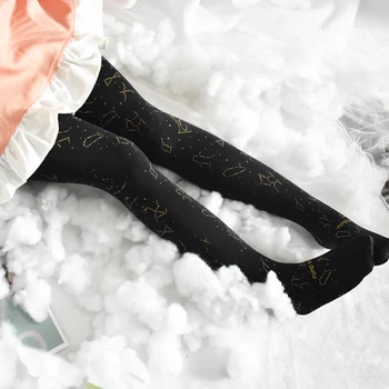 Japonski slog Sweet Lolita nogavice črno belo nebo zvezda Porjavelost vzorec stockSilk nogavice 1order=1pc