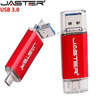 JASTER Novo 3 V 1 OTG (Android in USB & Type_C) USB 3.0 pomnilniški ključek Kovinski Meri Pen Drive 32GB 64GB 8GB 16GB 4GB Poročna Darila