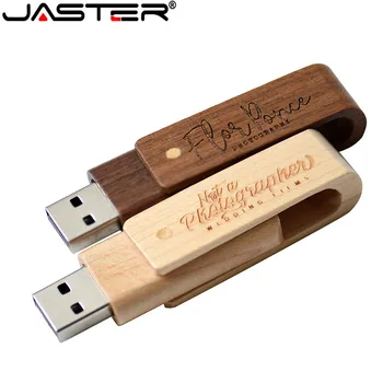 JASTER Vrtenje lesene LOGOTIP usb flash disk 4GB 8GB 16GB 32GB 64GB usb 2.0 darilo pendrive