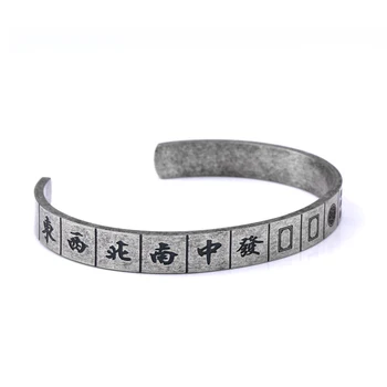 Jekla vojak poker in mahjong design iz nerjavečega jekla bangle zapestnica kitajski poseben slog kul nakit