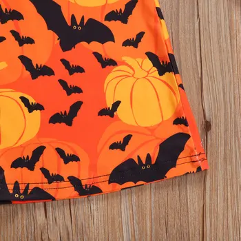 Jeseni Malčka otroci Baby Dekleta Halloween Obleko z Dolgimi Rokavi Bučna Bat Tiskanja Raglan Obleko Spadajo Oblačila