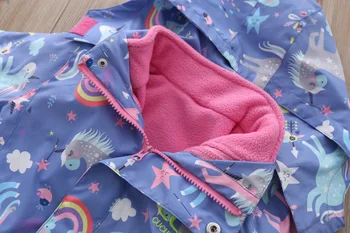 Jesensko - Zimskem Dekleta Plašč Snemljiv flis Otroci oblačila Mavrica Dekleta Jakne 3-10 let otroci outdoor windbreaker za dekleta