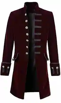 [JK03] Velik In Visok Moški Žamet Dolgo Jopič Jopič Gothic Steampunk Tailcoat Plašč Halloween Kostum Moški Priložnostne Vrhnjih oblačil