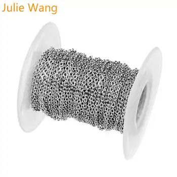 Julie Wang 10 Metrov/Rola 1-3 mm, iz Nerjavnega Jekla, Prečni O Verige Ženske Moški Ogrlica Verige Zapestnica Nakit, zaradi Česar Ugotovitev Opremo