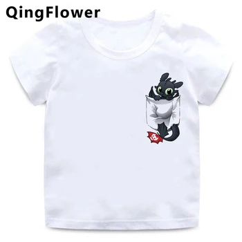 Kako Train Your Dragon Smešno Risanka Majica s kratkimi rokavi Otroci Srčkan Brezzobo Anime T-shirt Fantje Dekleta Kawaii Tshirt Otrok Vrh Tees