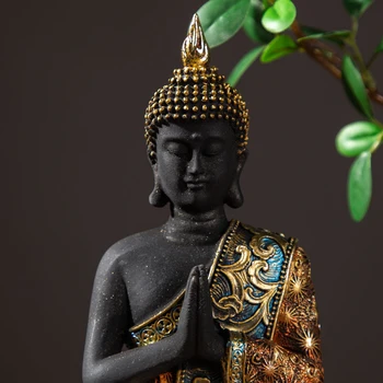 Kip bude na Tajskem, Buda Kiparstvo Zelena Smolo Ročno Izdelani Budizem Hindujski Fengshui Figur Meditacija Doma Dekor FX2