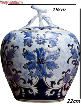 Kitajska Jingdezhen modre in bele porcelanaste mini shranjevanje jar dekoracijo majhne keramične vaze s pokrovom dnevna soba dekoracijo obrti