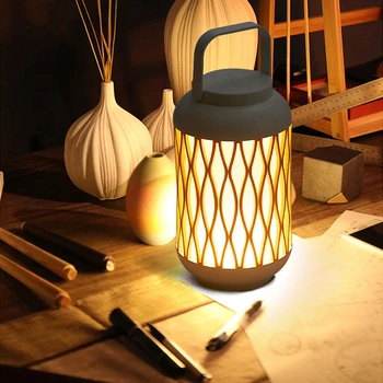 Kitajski Retro Prenosni Lesa Zrn 3w Sveča, Luč, Svetilka LED Noč Spalnica Domačo Razsvetljavo za Polnjenje možnost zatemnitve z USB polnjenje
