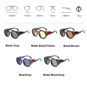 Klasična Blagovno Znamko, Design, Moda Krog Steampunk Sončna Očala Moški Letnik Punk Zakovice Zaviti Sončna Očala Za Moške Retro Očala Usnje