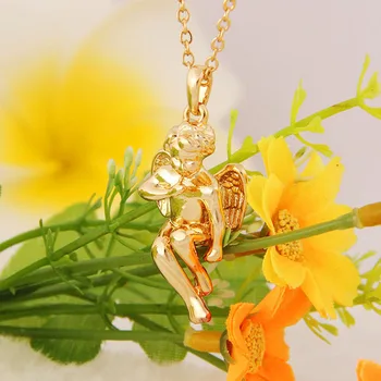 Klasična zlata barva veriga angel krila ogrlica otroci moške, modni nakit Kupid ljubimec ogrlice obesek za ženske valentinov darilo