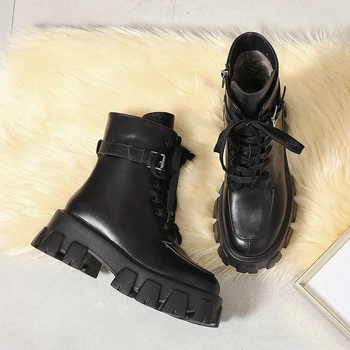 Koovan Ženske Škornji 2020 Nov Trend Delavec Boot Priložnostne Moda Žep Kratek Čevlji Muffin Platforma Čevlji