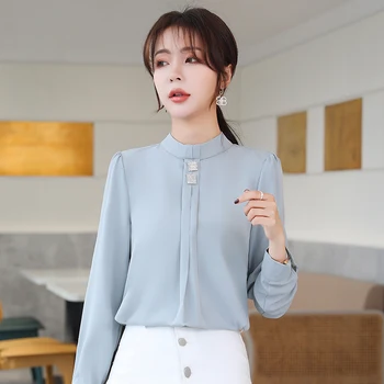 Korejski Ženske Bluze, Srajce Šifon Bluze, Ženske, Majice Z Dolgimi Rokavi Vrhovi Ženska Bela Majica Ženska Diamanti Bluzo Top Plus Velikost
