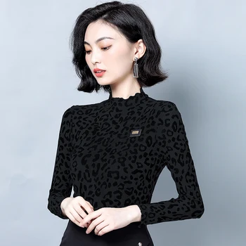 Korejski Ženske Bluze, Srajce Ženska Leopard Bluzo Rokavi Ženske Dolg Rokav Očesa Bluze Vrhovi Plus Velikost Blusas Mujer De Moda 2020
