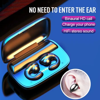 Kostno Prevodnost Brezžične Slušalke Bluetooth 5.0 Slušalke S Polnjenjem Primeru 2200mAh Brezžični Šport, Glasba Čepkov Glavo