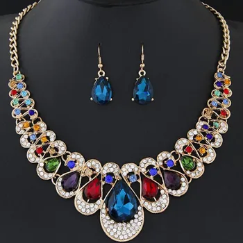 Kristal Rose Cvet afriški nakit Kompleti Za Ženske Poroko Kostum nakit sklopov Afriški Nakit Set ogrlico iz