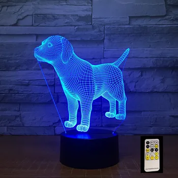 Kuža Remote Touch Kontrole 3D Lučka 7 Barvni Led Noč Svetilke Za Otroke Dotik Led Usb Tabela Lampara Lampe Otroška Spalna Nočna