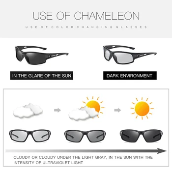 Kvadratni Photochromic sončna Očala Moških Polarizirana Night Vision Kameleon Barve Vožnjo sončna očala za moške Športna sončna očala