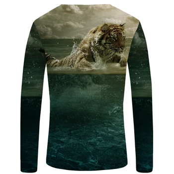 KYKU Tiger majica s kratkimi rokavi Moški z Dolgimi rokavi Živali Rock Ribe Tee Cloud Anime Ocean 3d T-shirt Kul Mens Oblačila Modni Moški