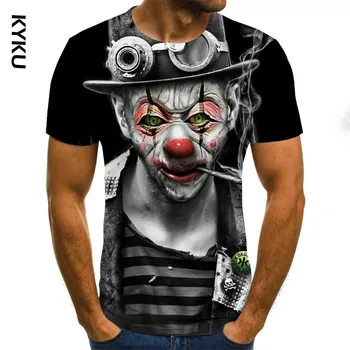 KYKU vroče prodajo Klovn 3D Tiskanih Majica s kratkimi rokavi Moški Joker Obraz Moškega tshirt 3d Klovn, Kratek Rokav zabavne Majice, Vrhovi & Tees