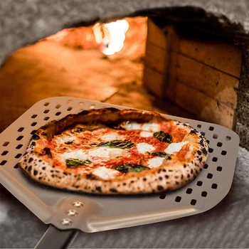 LBER 14 cm, Pravokotne Pizza Lopato,Perforirano Pizza Veslo Aluminija Pizza Olupimo,Pizza Orodje za Peko