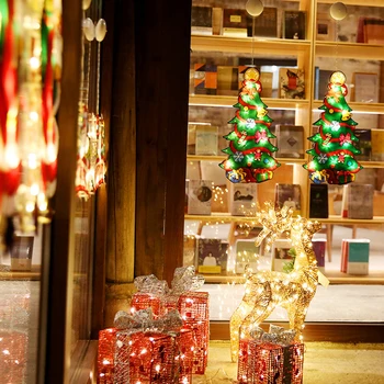 LED Božični Dekor Lahka Nepremočljiva Santa Claus Oknu Visi Svetilka s Sesalno Pokal Dom Dekor za Božič Dvorišče Stranka