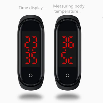 LED Zaslon Smart Band Merjenja Temperature na Zaslonu na Dotik Prikaz Časa Pametna Zapestnica 2020 Nove pametne Manšeta zdravje tracker