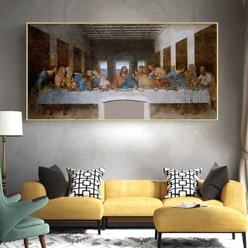 Leonardo Da Vinci Zadnji Večerji Christian Plakatov Tiskanje Za Steno Dnevne Sobe V Slikah, Doma Dekoracijo Platno Oljno Sliko
