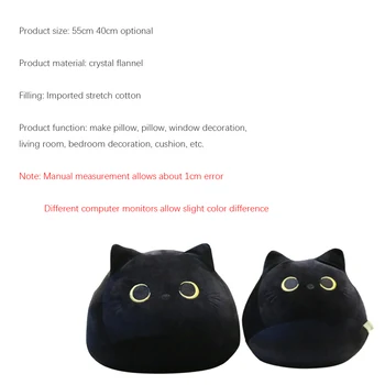 Lepe Lepe Black Cat Obliki Plišastih Blazine Kristalno Flanela Cartoon Živali Mehko Polnjene Igrače Za Valentinovo Obdarovanje