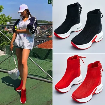 Lepe visoko elastične nogavice, ženske čevlje platformo superge z visoko pomagati nogavice, čevlji dihanje žensk iz čevlji
