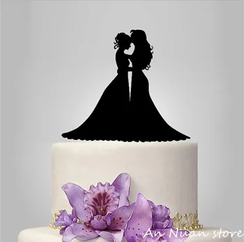 Lesbian objem, poljub poročna torta pokrivalo poročno torto dekoracijo dodatno z brezplačno dostavo
