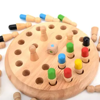 Lesene Memory Match Palico Šah Otroci, Otroci Puzzle Izobraževalne Barve Spoznavnih Sposobnosti Možganov, Usposabljanje, Igrače, Igre Zabava Blok Merjasca
