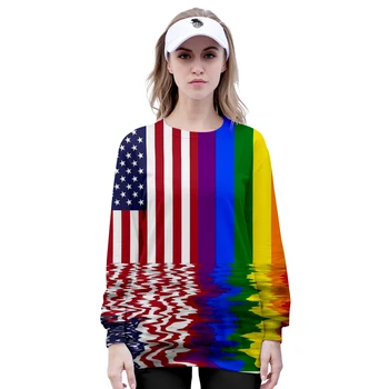 LGBT Ljubezen Hoodie Majica Krog Vratu Majica LGBT 3D Full Rokav Pop Slog Priložnostne Puloverju Unisex Majica