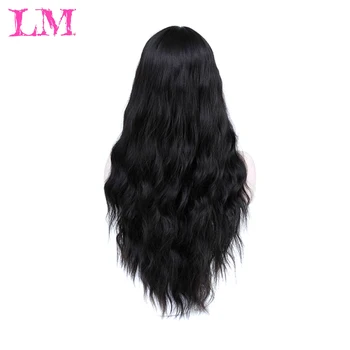 LiangMo 26-palčni dolgo rdečo vijugasto blond lasuljo sintetičnih lasuljo na ženski naravnih toplotno odporni srednji del las