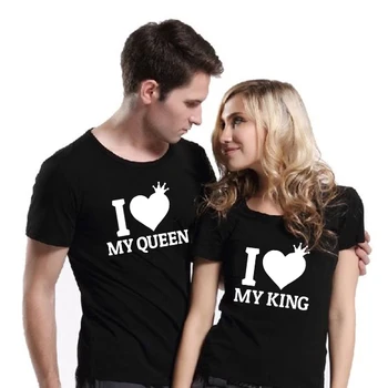 Ljubim Moj Kralj I Love My Queen Nekaj Srajce, Kralj, Kraljica Ujemanje Parov Majica Fashion Grafični Tumblr Ljubimec T-shirt Obleke